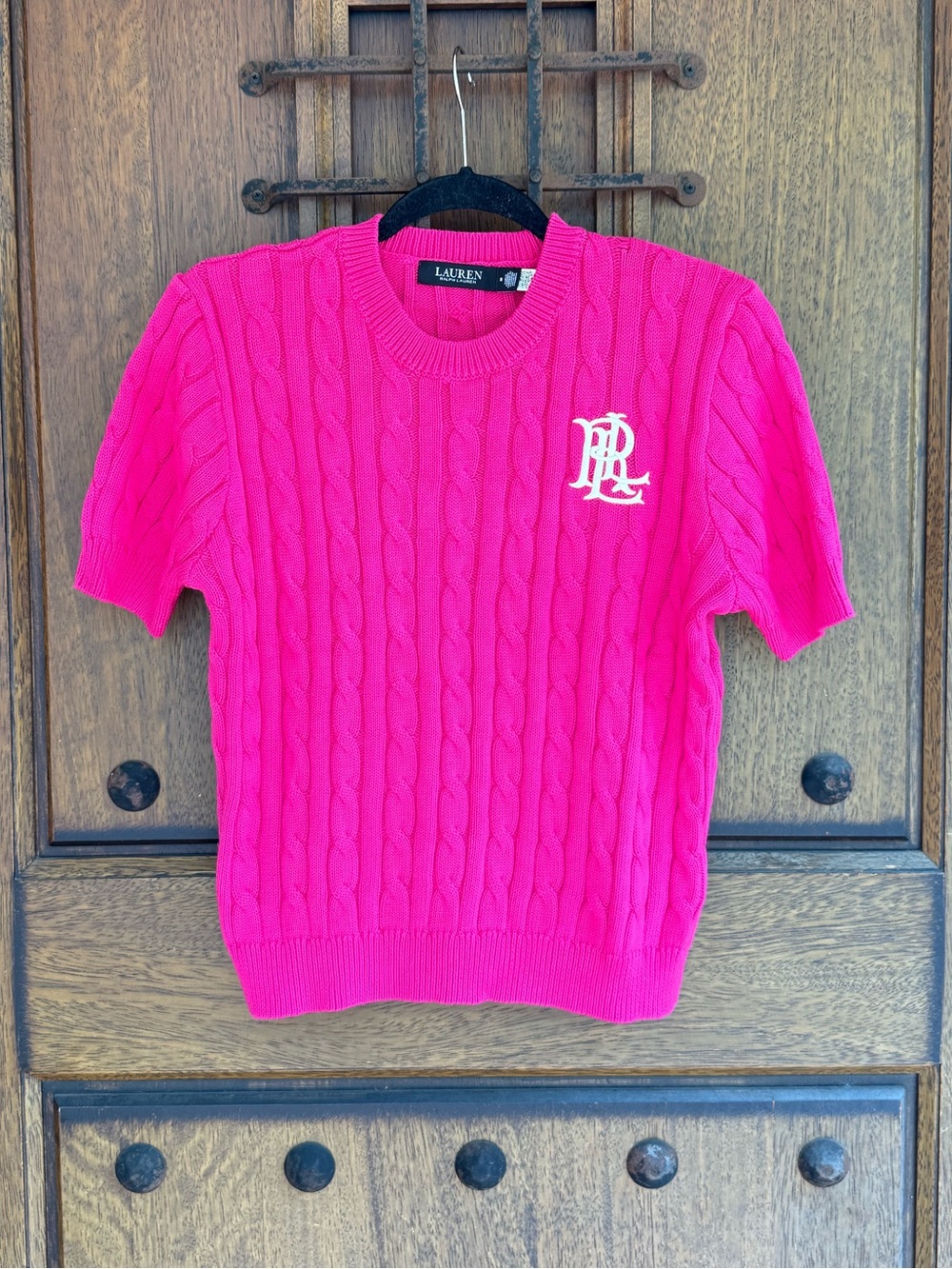 Lauren Ralph Lauren Fuchsia Cable-Knit Crewneck Sweater Size M